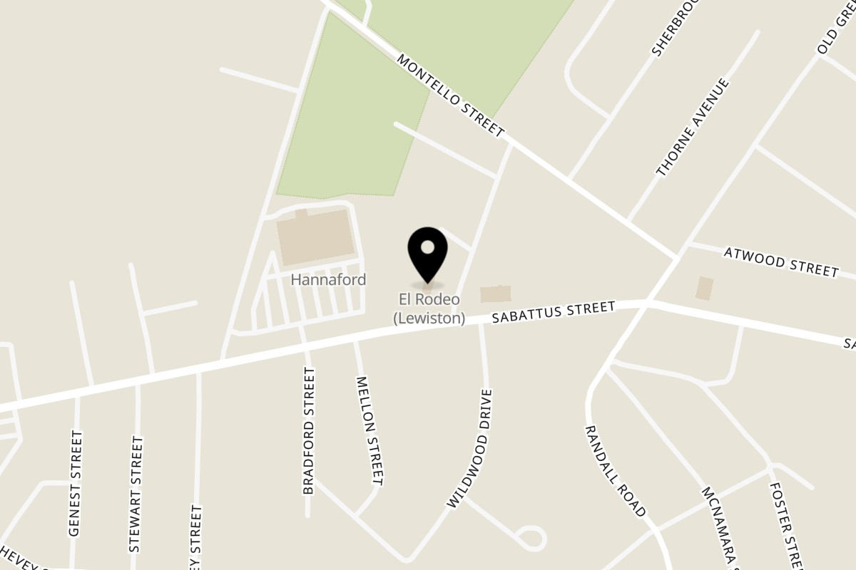 Map showing the location of El Rodeo Lewiston on 736 Sabattus St in Lewiston